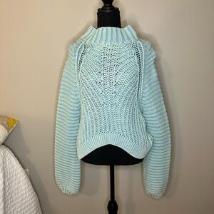 Free People | Chunky Blue Oversized Turtleneck size Small